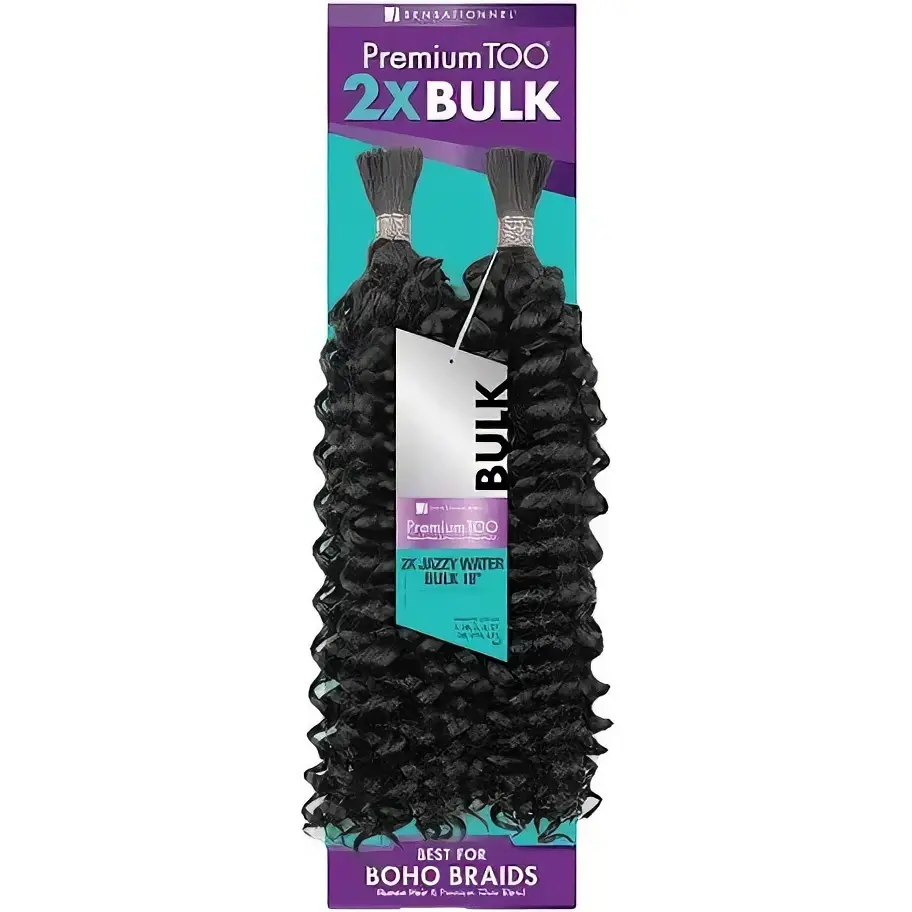 Sensationnel PremiumTOO 2X BULK 7X Jazzy Water Bulk 18" Best for Boho Braids Human Hair & Premium Yur Blend( 1 pcs)