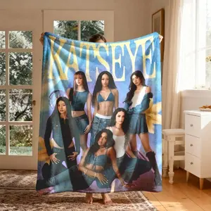 Katseye Slogan Print Blanket Large Size Ultra Soft Flannel Lightweight Cozy Warm Bedroom Couch Sofa Office Camping Travel Throw Decor Decorative Throw Perfect Birthday Gift Christmas Gift Valentine Day Gift for Kpop Fans Viral Trending Girl Group Aestheti