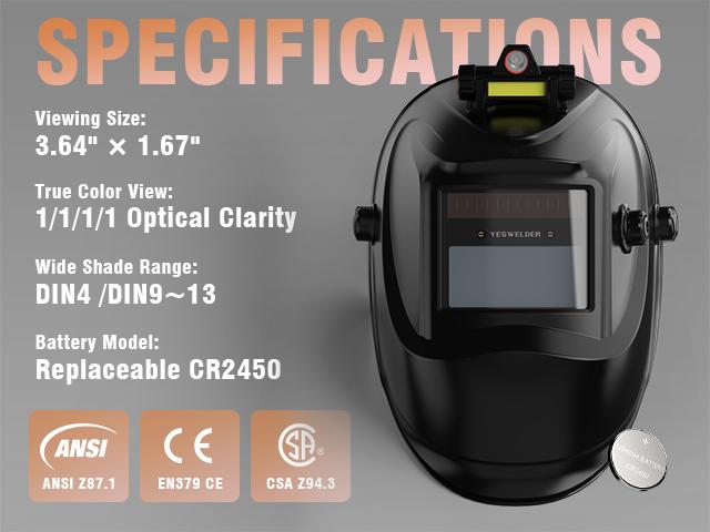 YESWELDER LYG-L600A-LT True Color Auto Darkened Welding Helmet | Anti-Blue Light Welding Mask with 2 Sensors | Wide Shade 4/9-13 Welding Hood for TIG MIG ARC Grinding YESWELDER LYG-L600A-LT True Color Auto Darkened Welding Helmet | Anti-Blue Light Welding Mask with 2 Sensors | Wide Shade 4/9-13 Welding Hood for TIG MIG ARC Grinding