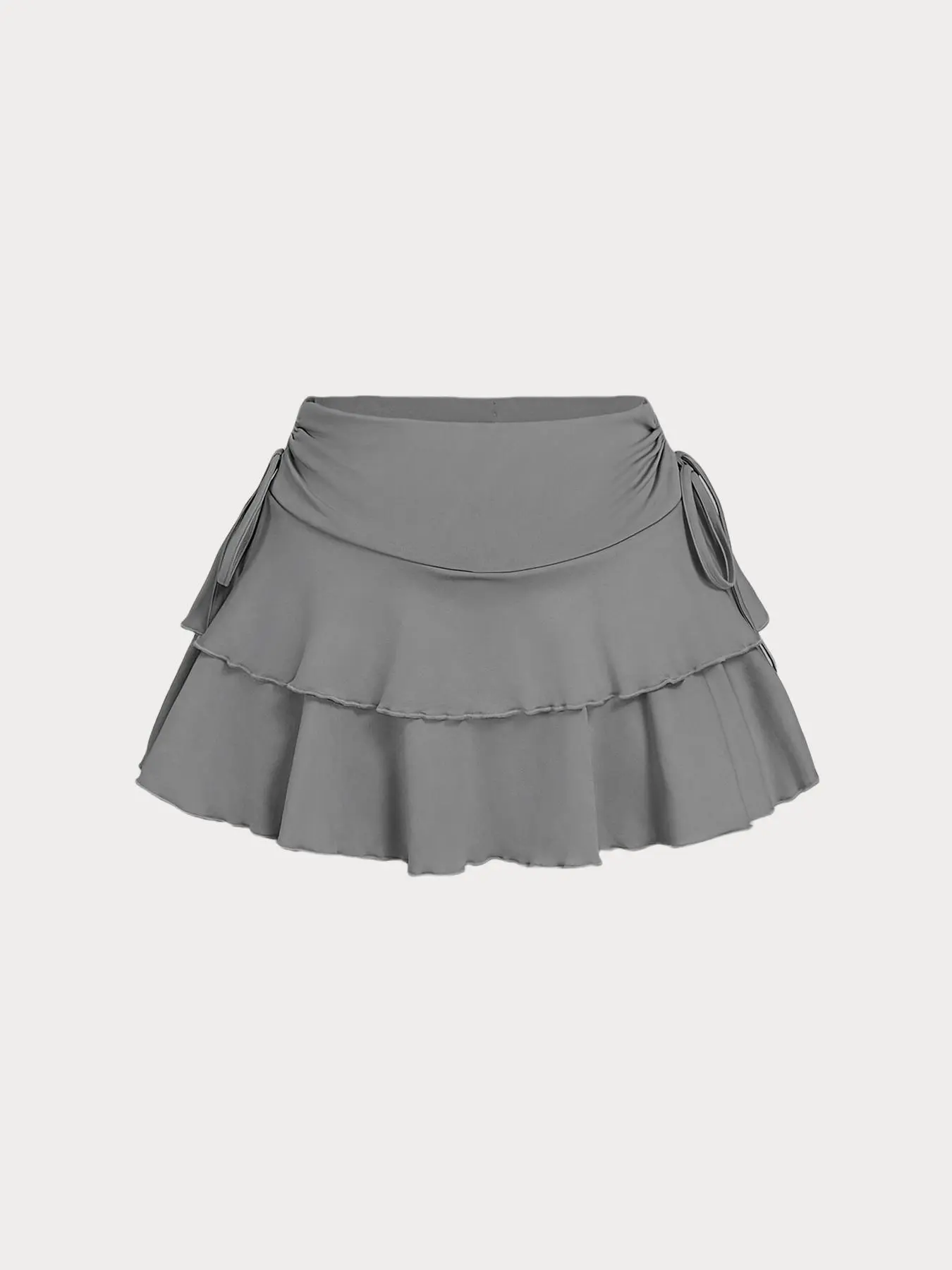 Women's Plain Ruched Drawstring Tiered Layer Skirt, Casual Fashion Short Skirt for Daily Wear, Ladies Summer Bottoms