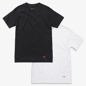 Supreme x Hanes Tagless Tee (1 Single Tee of Each) Black / White