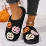 Halloween Embroidered Women's Slippers, Fall Winter Warm Anti-Slip Unisex, Fashion Textile Upper Rubber Sole, Indoor Cartoon Pattern, Indoor Home Footwear