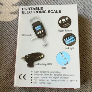 Portable Digital Fishing Scale, 50kg/110lb Heavy-Duty Electronic Luggage Scale with LCD Display, for Travel and Fishing, Battery Included, Tool