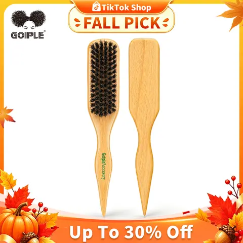 Goiple Detangling Boars Hair Brush - Normal Soft Medium Bristles, Anti-Frizz Hair Styling & Grooming Brush, Anti-Snagging Tool for Adults, Ideal for Sleek Ponytails, Buns, Smooth Baby Hairs & Messy Slickbacks