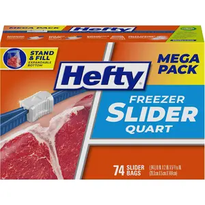 Hefty Slider Freezer Storage Bags, Quart Size, 74 Count Reynolds Consumer Products