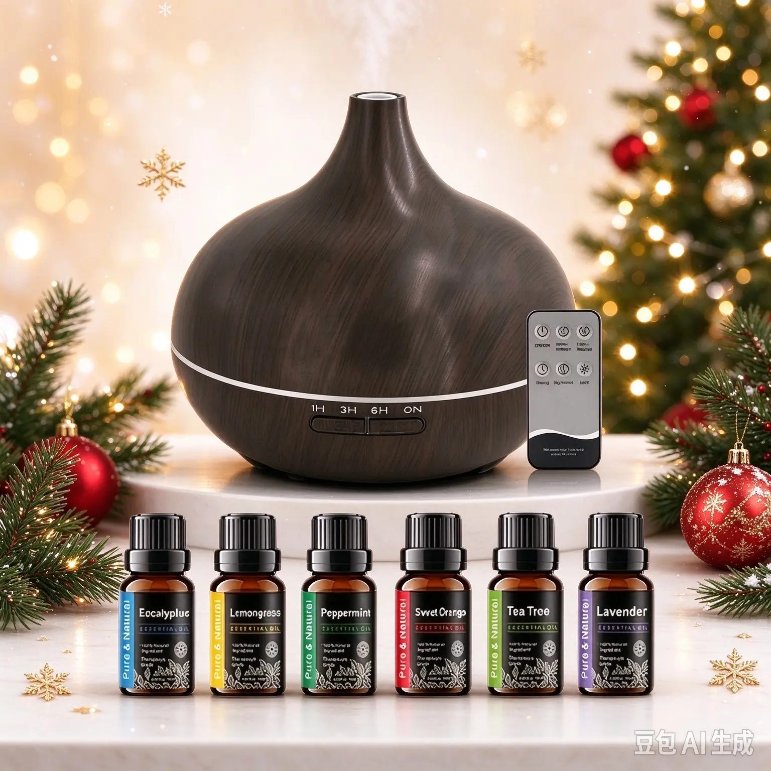 550ml Cool Mist Essential Oil Diffuser Humidifier with Lighting, Timer, Waterless Auto-Off, 6-Oil Set, Air Purification, Diffuser for Home Office Christmas Gift