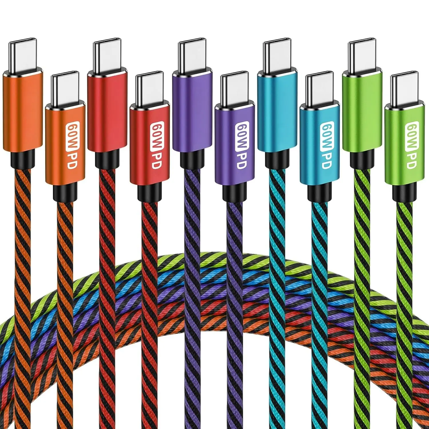 USB C to USB C , Type-C Charger  10FT 5Pack 60W, USBC to USBC    for Phone 17/16/ 15 Series, Type C Charger  for  S24/S24+, MacBook, Pad Pro/Air
