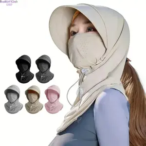 Unisex UPF90+ UV Protection Balaclava Hat, Cooling Full Face Neck Cover with Wide Brim Hood, Windproof Sun Shield Headwear, Breathable Outdoor Accessory for Fishing Cycling Motorcycle Daily Wear & Couple Birthday Gifts