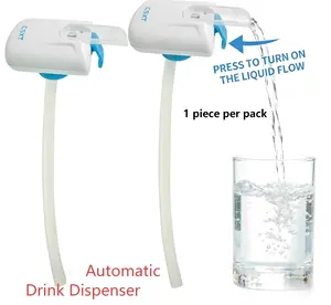 Automatic Drink Dispenser, Hands Free Milk Dispenser – Automatic Drink Dispenser Pump for Milk, Juice & Water | No Spill Easy Pour Fridge Beverage Dispenser, Kitchen Gadget for Kids & Adults (White/orange)