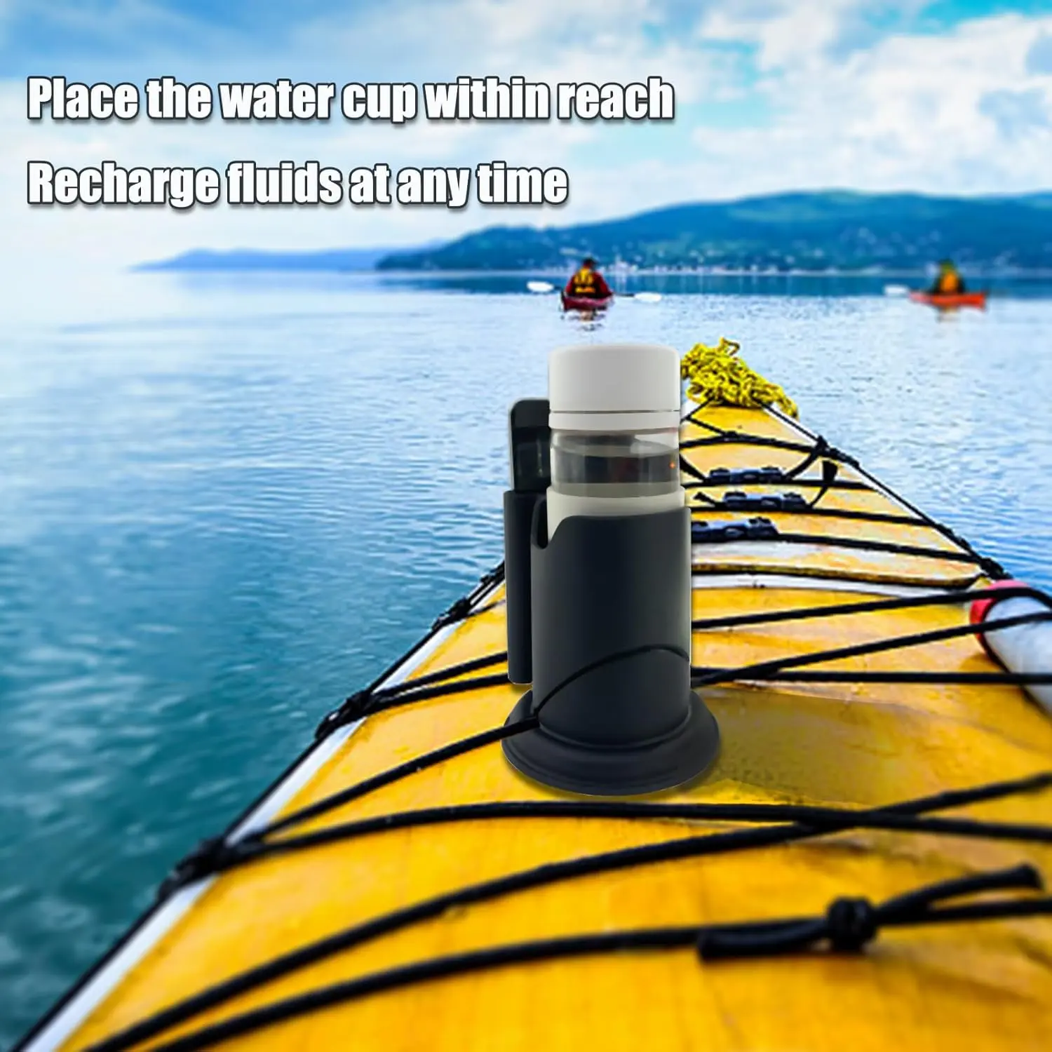 Universal Fit Waterproof Kayak Cup Holder with Phone Stand - Non-Slip UV-Resistant Plastic Suction Cup Base, Paddle Board Accessories for Outdoor Activities, Boat Water Bottle Organizer, Water Proof