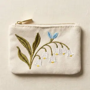 Women Floral Embroidery Canvas Coin Purse, Small Portable Wallet for Daily Commute & Travel, Ideal for Women's Everyday Use