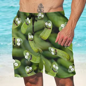Funny Cucumber Pickle Short Men, Crazy Dill Print Swim Trunks, Hilarious Meme Summer Beach Shorts, Weird Beach Short, Gift For Him