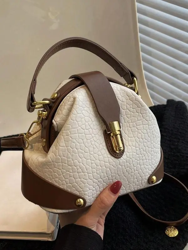Elegant women’s color-block handbag; fashionable PU leather crossbody bag; trendy, versatile commuter bag for women; refined multifunctional shoulder bag; a delicate handbag that won’t break the bank; suitable for shopping, leisure, work, and more; can al
