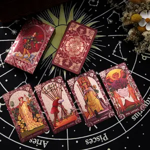 Pink Floral Tarot Cards Deck with Guidebook, Classic Rider Waite Tarot in Luxury Gift Box, Waterproof & HD Printing, Unique Floral Back Design, Spiritual Divination Tool for Beginners