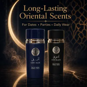 Lion Black & Lion Blue 3.4-ounce Arabian Men's Perfumes Long-Lasting Oriental Scents Ideal for Holidays Dates Daily Use Parties Different Flavors