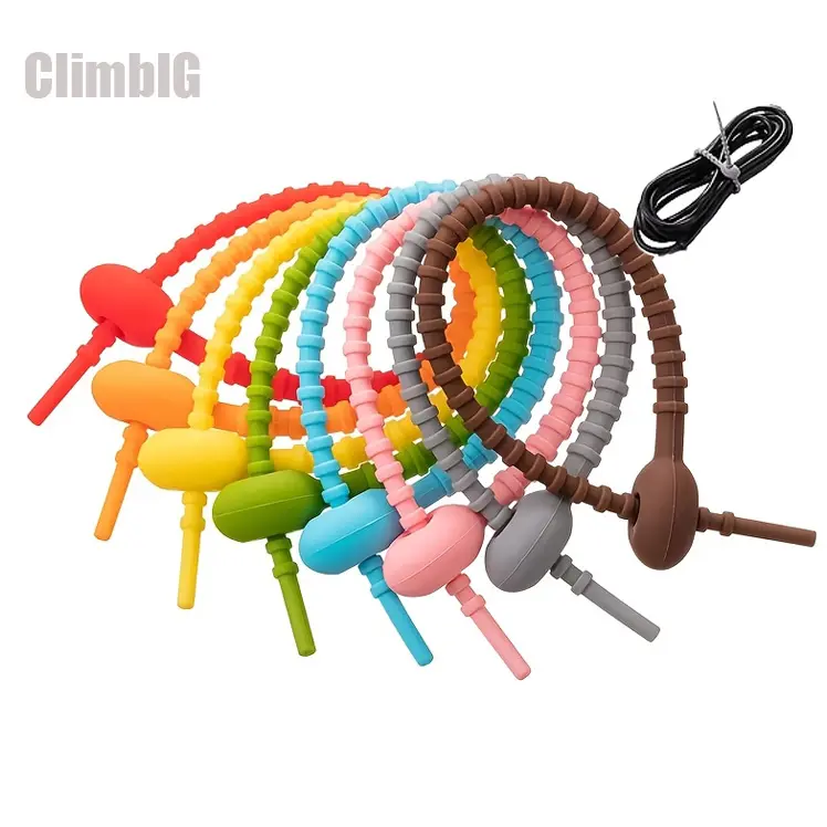 8PCS Practical Reusable Silicone Cable Ties - Adjustable, Compact Cable Org. Straps with Snug Fit, Flexible Cord Management Clips for Chargers & Electronics, Random Colors, Space-Saving Storage for Home, Outdoor