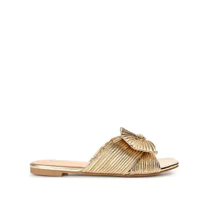 SERLINA PLEATED SLIDE SANDALS IN FOIL - Gold PU 2