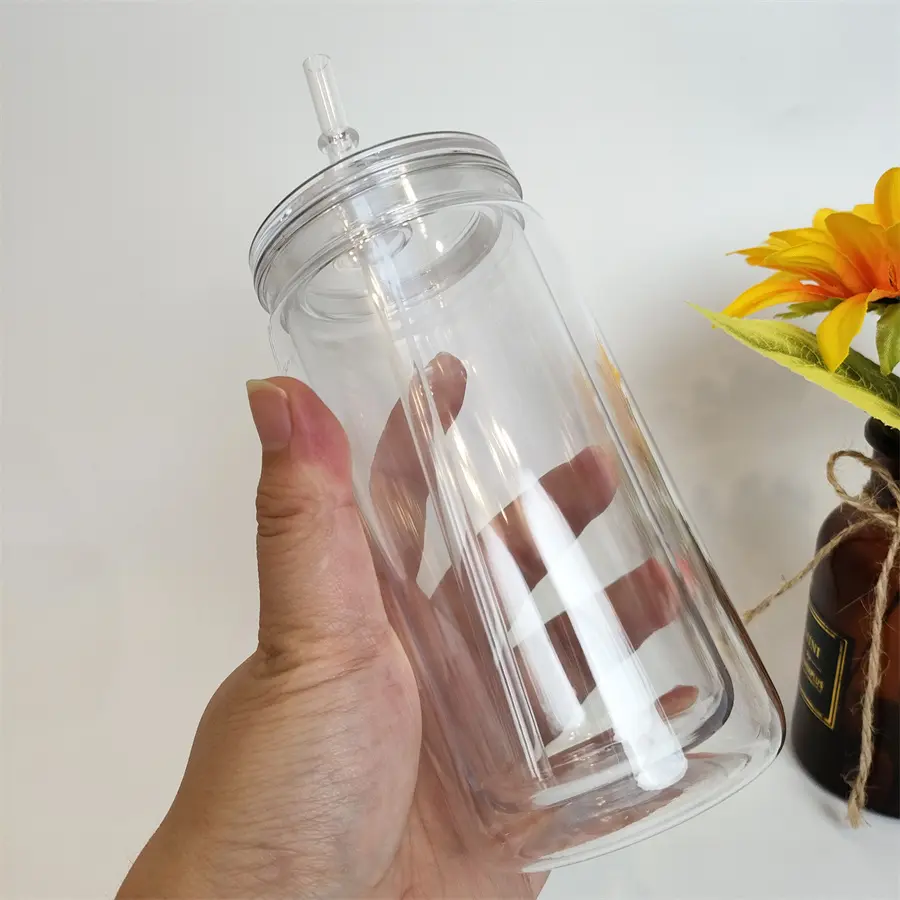 acrylic snowglobe tumblers 20 Pack Snow Globe 24oz Acrylic Tumbler Boba Cup with Pre-drilled Hole –  GGblanks main image 0