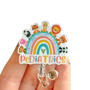 Glitter My Badge Pediatrics badge reel for nurse and hospital workers. Badge clip Badge pull - Retractable swivel clip with a 360 rotation. Great gift for coworker