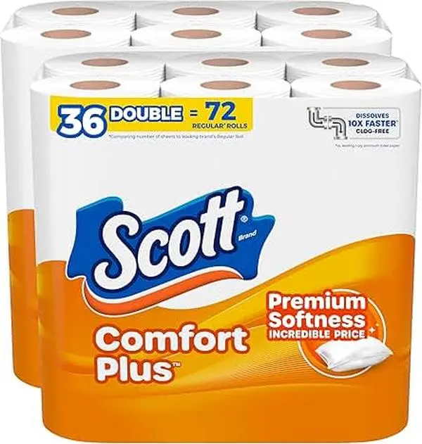 SCOTT COMFORT PLUS BATH TISSUE 12/4 ROLLS SCOTT COMFORT PLUS BATH TISSUE 12/4 ROLLS