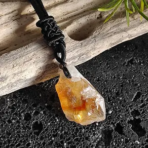 Natural Raw Citrine Crystal Pendant Healing Spiritual Balance Reiki Women Men Necklace Adjustable Gifts Crystal Chakra