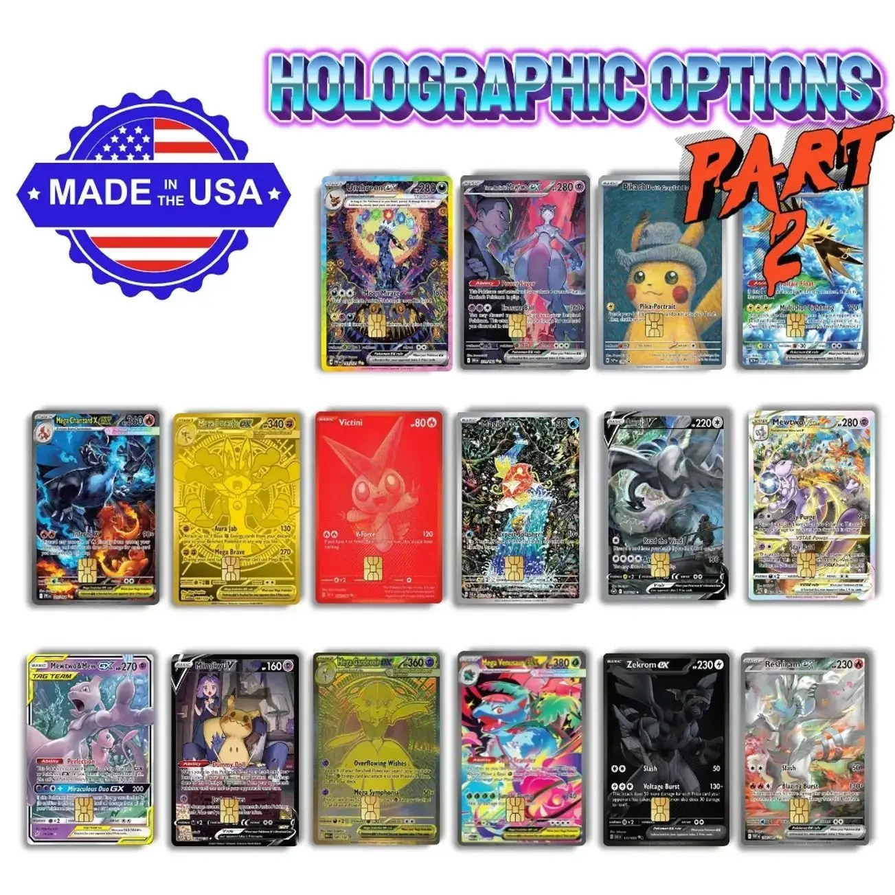 Premium Holographic Debit Credit Card Skin Sticker Part 2 – Small Chip Compatible, Thin Vinyl, No Residue, Fade Resistant