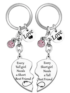 Best Friend Themed Keychain, Fashionable Heart Shaped Stainless Steel Keychain for Women, Trendy All-match & Exquisite Keychain for Birthday Gift, Valentine's Day, Gift