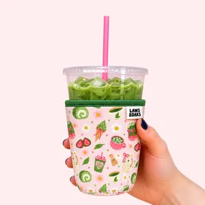 Matcha Moment Coffee Sleeve Reusable Neoprene Cup Sleeve Eco-Friendly Comfortable Drink Sleeve for Iced Coffee Drinkware Accessories
