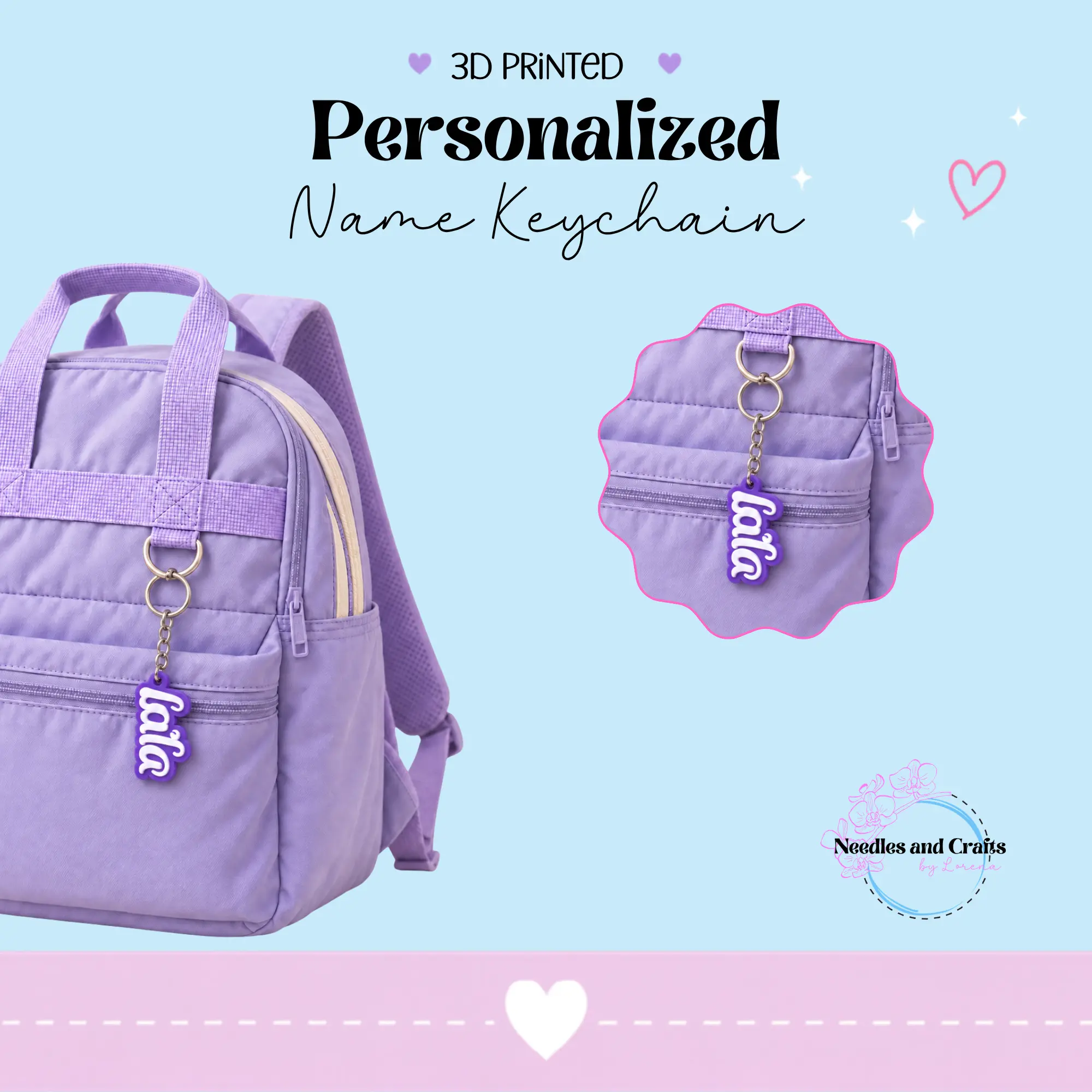 Personalized 3D Name Keychain – Custom Backpack Tag & Bag Charm