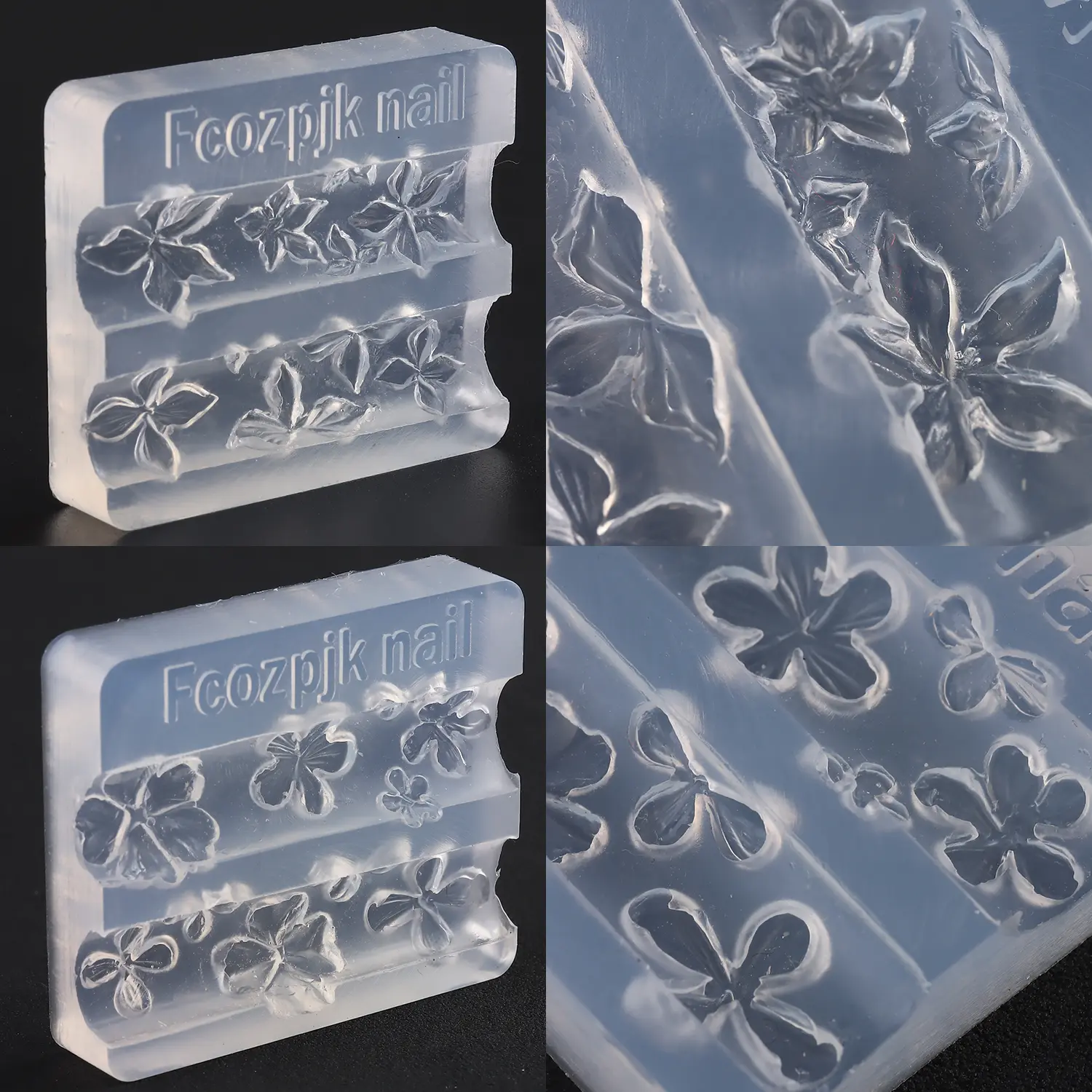 Fcozpjk Silicone Nail Art Molds, 2PCS 3D Flowers Nail Charm Molds