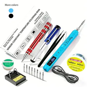 Wireless Soldering Iron Set, USB Rechargeable Portable Cordless Soldering Iron, LCD Digital Adjustable Temperature, Ideal for Electronic Welding
