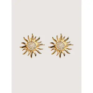 BLOOMCHIC Sunflower Zircon 18k Gold Plated Earrings Swimweek