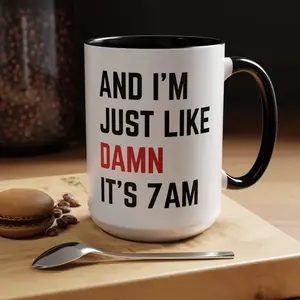 Original It's 7AM Black Accent 15oz Mug: Pop Culture Gift