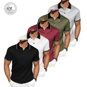 Men's classic vintage short-sleeved polo shirt, pack of 5. Made from comfortable, slightly stretchy cotton fabric with a standard fit. A men's summer golf shirt suitable for outdoor leisure, fitness, and vacation travel; a perfect gift for your husband.