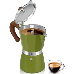Coffee Maker Stovetop Espresso Maker 3 Cup Aluminum Moka Pot Percolator 5oz 150ml Easy Brewing for Electric Ceramic Stoves Home Camping Italian Cuban Café Classic Sip Sized Green
