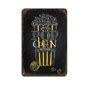 Vintage Metal Tin Signs Food Kitchen Butter Popcorn Metal Signs, Customize for Office, Business, Home, Workplace, Airbnb, Delivery Signs, Rust Free,Aluminum, Fade Resistant