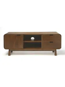 212 MAIN Drayton Medium Brown Modern Wood Entertainment Console with Open Shelves, Free-Standing, 20x49.5x14 in.