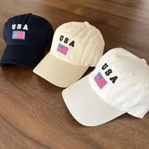 USA Flag Embroidered Baseball Hat, American Flag Cap, 4th of July Hat, Dad Hat, 3D Puff Embroidery, Independence Day, Father's