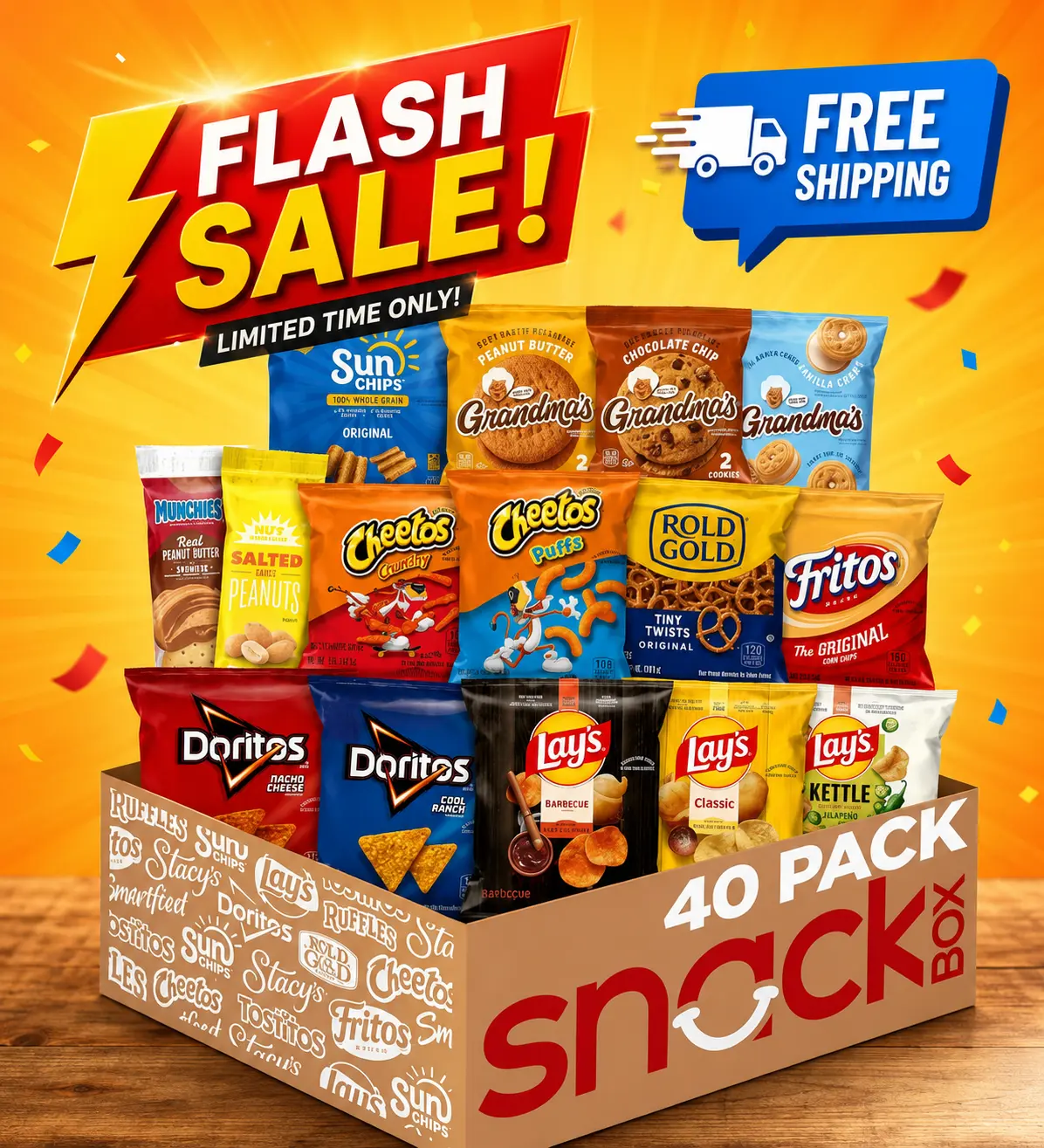 Frito-Lay Ultimate Classic Snacks Variety Pack (40 Count) – Assorted Chips, Cookies, Crackers & Nuts, Individual 0.56 oz Snack Bags, Perfect Grab-and-Go Lunchbox Snacks, Office, School, Travel, Parties & Family Variety Pack