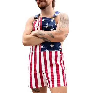 Stylish American Flag Overalls for Men and Women, Soft Stretchy Bib Pants for Summer Streetwear, Independence Day Festivals, National Holiday Gatherings, and Casual Vacation Outfits