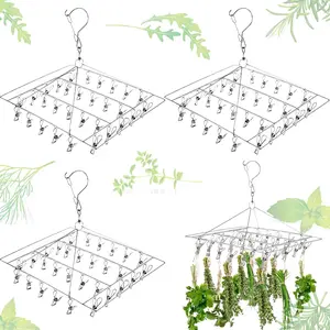 Bokon 4-Pack Hanging Herb Drying Racks – Macrame with Clips & Hooks (Square)