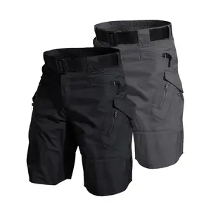 2 Pack Men's Tactical Cargo Shorts - Waterproof, Lightweight, Quick Drying, Breathable, Multi-Pockets, Adjustable Waistband - Grey and Beige Ideal for Mountaineering and Outdoor Activities, Mountaineering Gear