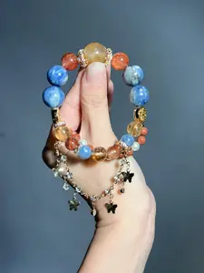 Kyanite, Garden Quartz & Citrine Double-Layer Energy Bracelet · Chakra Guardian Gift