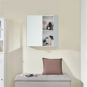 Costoffs Frameless Double Door Mirror Cabinet, Wall-Mounted Space-Saving Bathroom Organizer with Adjustable Storage Shelves