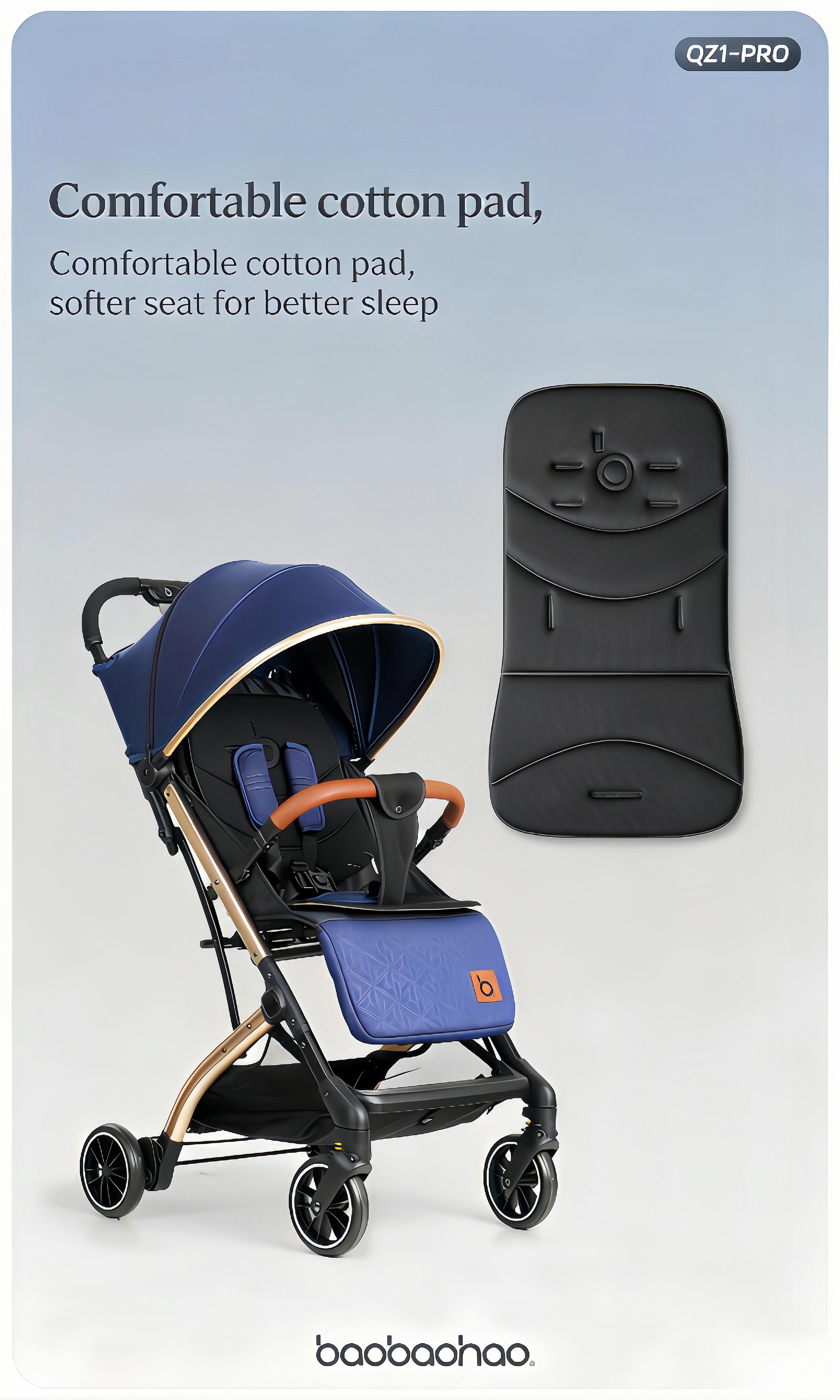 Baobaohao QZ1-Baby Stroller – Wider Cabin for Easy Outings, Seats & Lays Flat, Full Wind Protection, Breathable Mesh for Summer, Lightweight & Foldable, Suitable for Newborns to Age 3