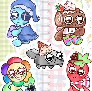 DANDY WORLD Toons Keychain, Characters, Dandy, Astro, Cosmo, Sprout, Pebbles