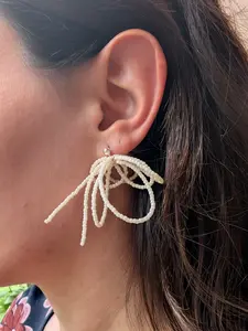 Bow beaded earrings - Sterling Silver