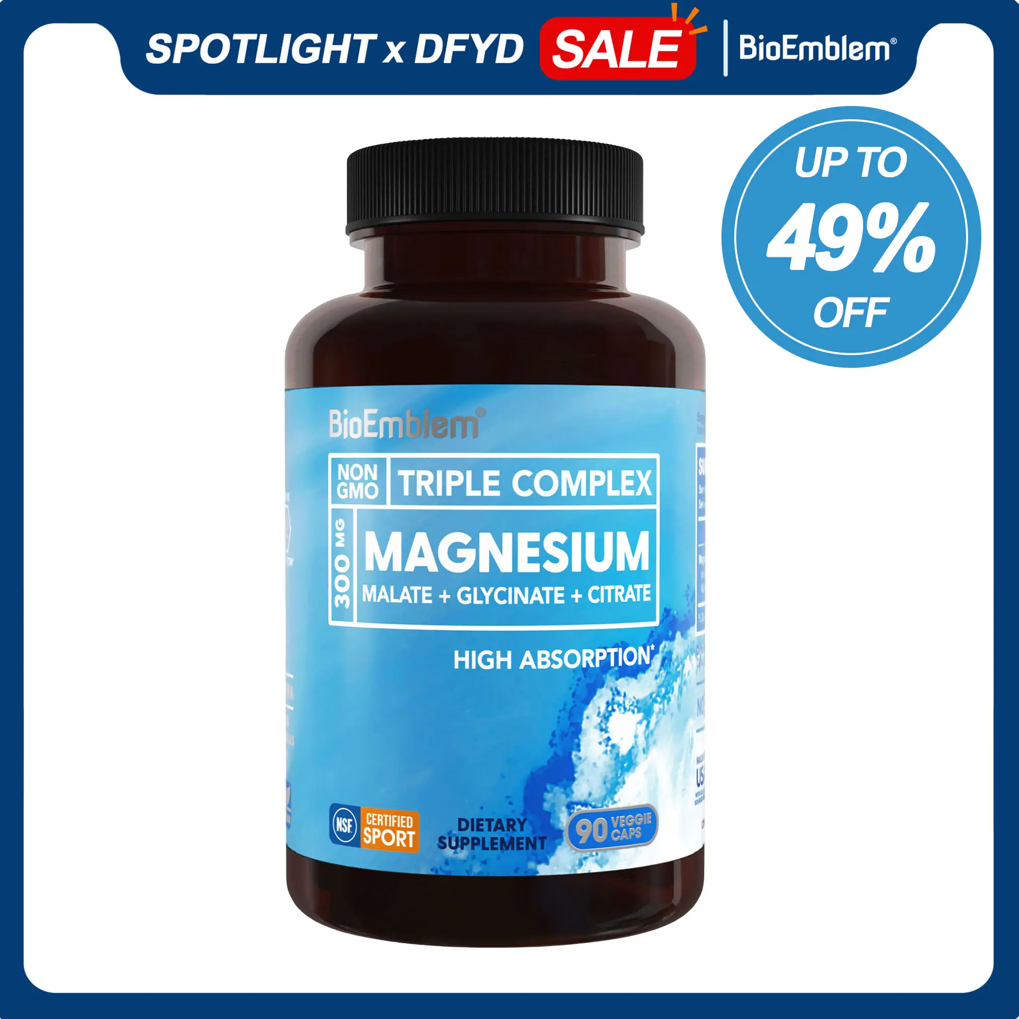 Triple Magnesium Complex | 300mg of Magnesium Glycinate, Malate, & Citrate for Muscles, Nerves, & Energy | Vegan, Non-GMO | 90 Capsules Triple Magnesium Complex | 300mg of Magnesium Glycinate, Malate, & Citrate for Muscles, Nerves, & Energy | Vegan, Non-GMO | 90 Capsules