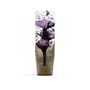 Clear Purple Glitter Flower Shift Knob | Universal Manual Car Shifter