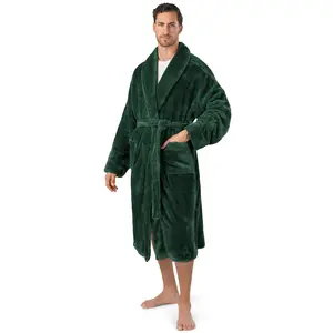 PAVILIA Mens Soft Robe, Plush Fluffy Fleece Bathrobe for Men, Long Sherpa Spa Robe with Shawl Collar
